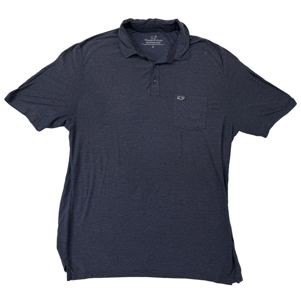 Vineyard Vines Edgartown Polo Shirt Mens Medium Blue Short Sleeve Whale